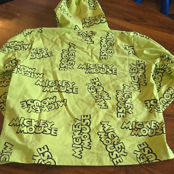 Disney Neon Yellow Mickey Mouse Pullover Hoodie for Kids - Picture 6 of 7